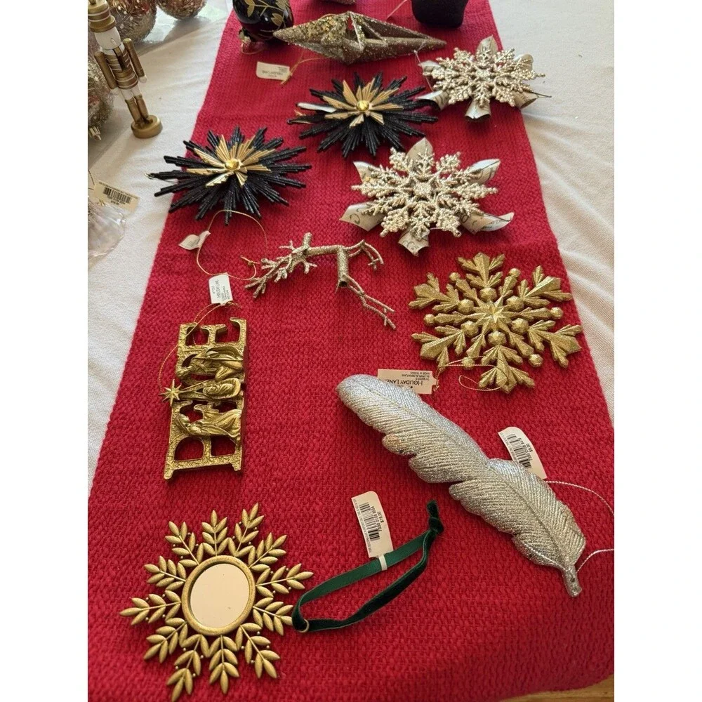 Christmas Hanging Ornaments Gold Black Silver Bauble Bell Star $5.50 ea $100 all